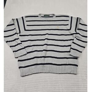 Lauren Ralph Lauren Sweater Mens Large Gray Striped Pullover Crew Neck